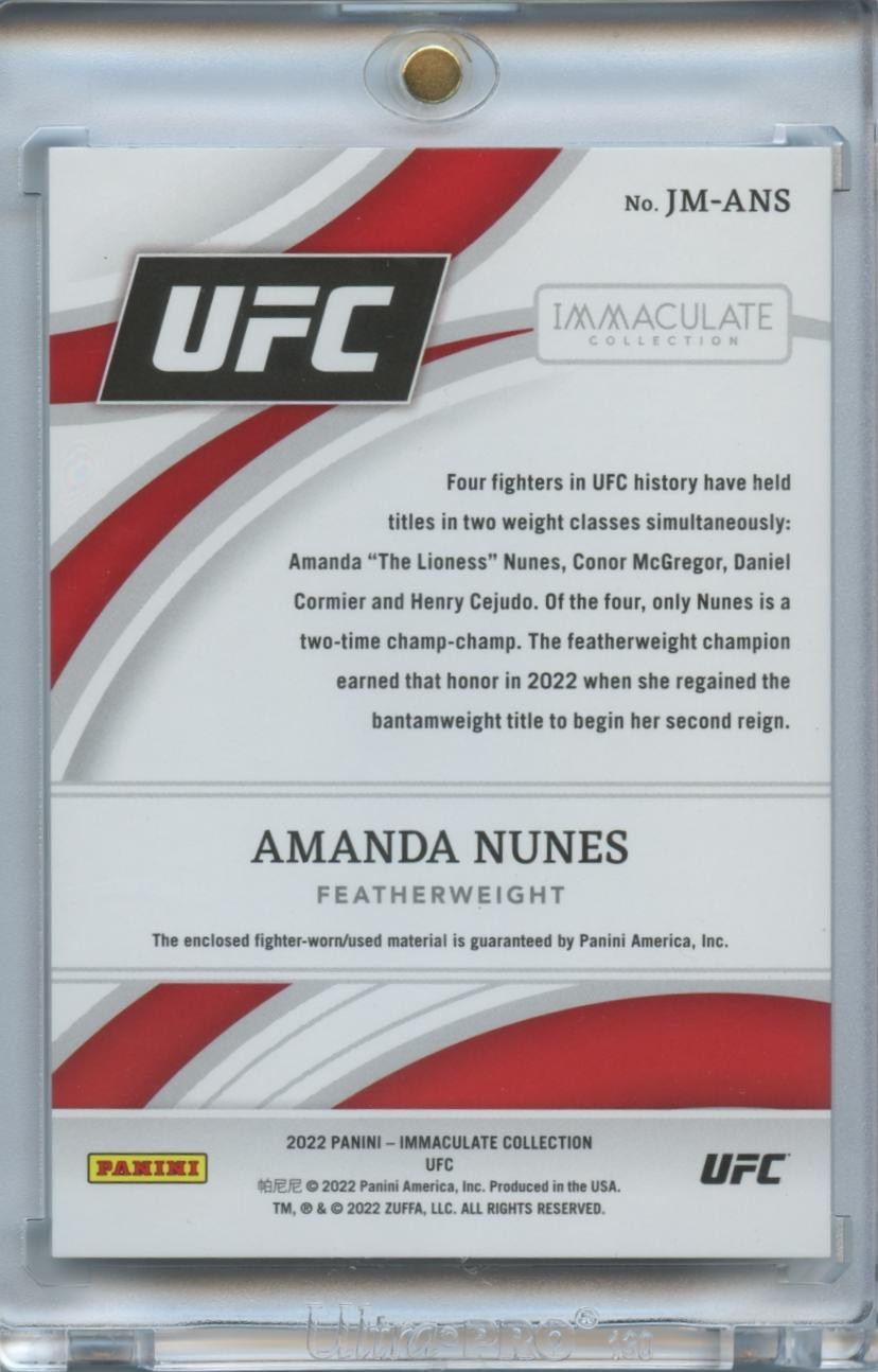 Amanda Nunes 2022 Immaculate LOGO Patch Relic UFC MMA 2/4