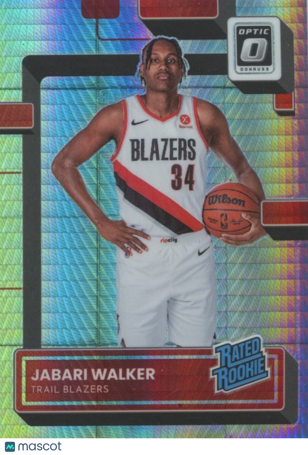 Jabari Walker 2022-23 Optic Rated Rookie Hyper Prizm SSP RC Trail Blazers 5/8