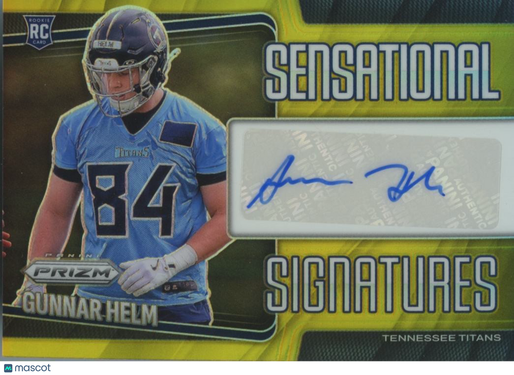 Gunnar Helm 2025 Prizm GOLD Auto Autograph RC Tennessee Titans Longhorns 8/10