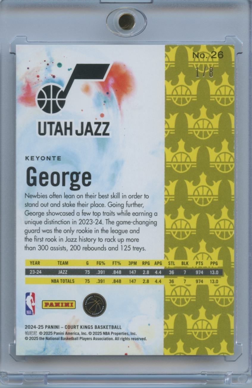Keyonte George 2024-25 Court Kings Obsidian Black SSP Utah Jazz 1/8