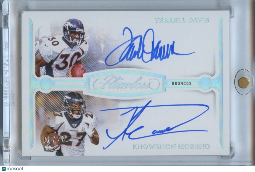 Terrell Davis / Knowshon Moreno 2024 Flawless Dual Auto Autograph Broncos 6/20