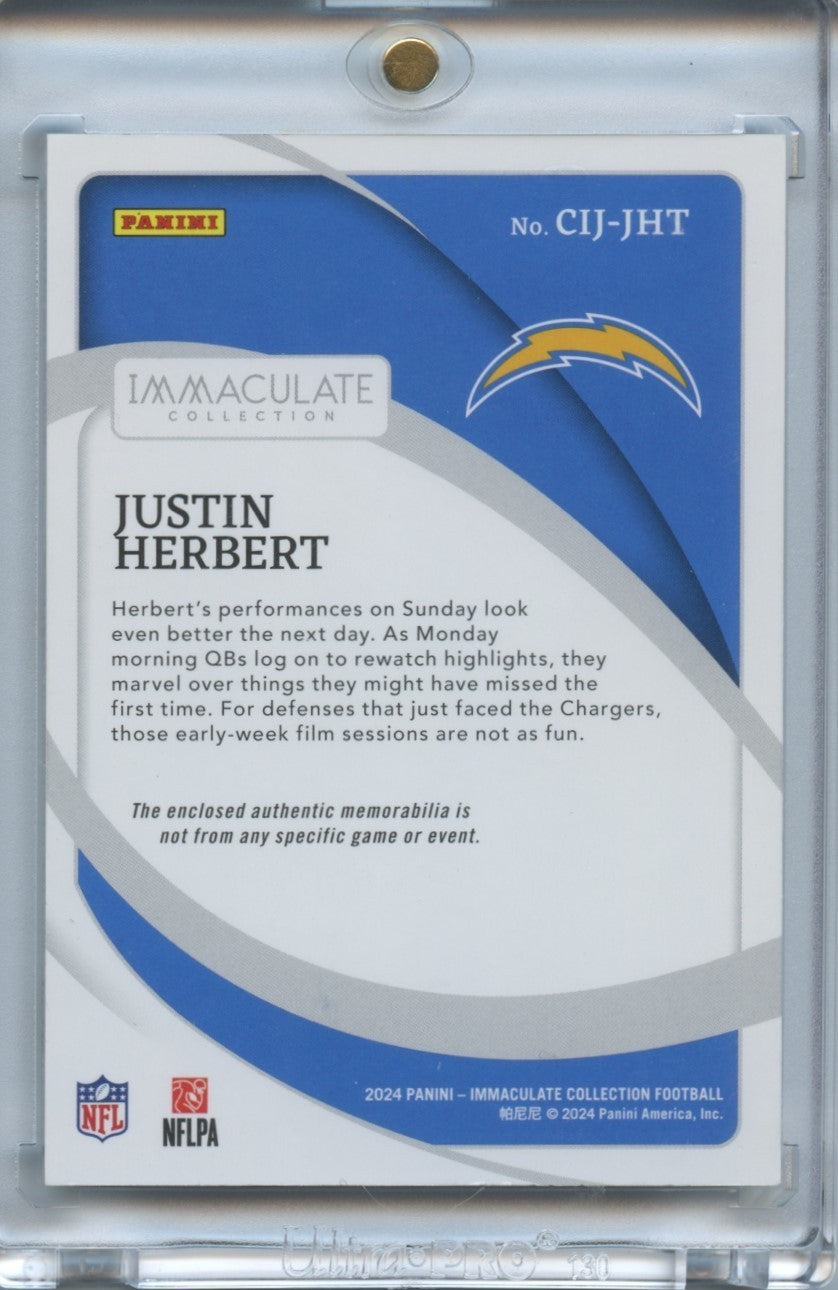 Justin Herbert 2024 Immaculate NIKE SWOOSH LOGO Patch Los Angeles Chargers 8/10