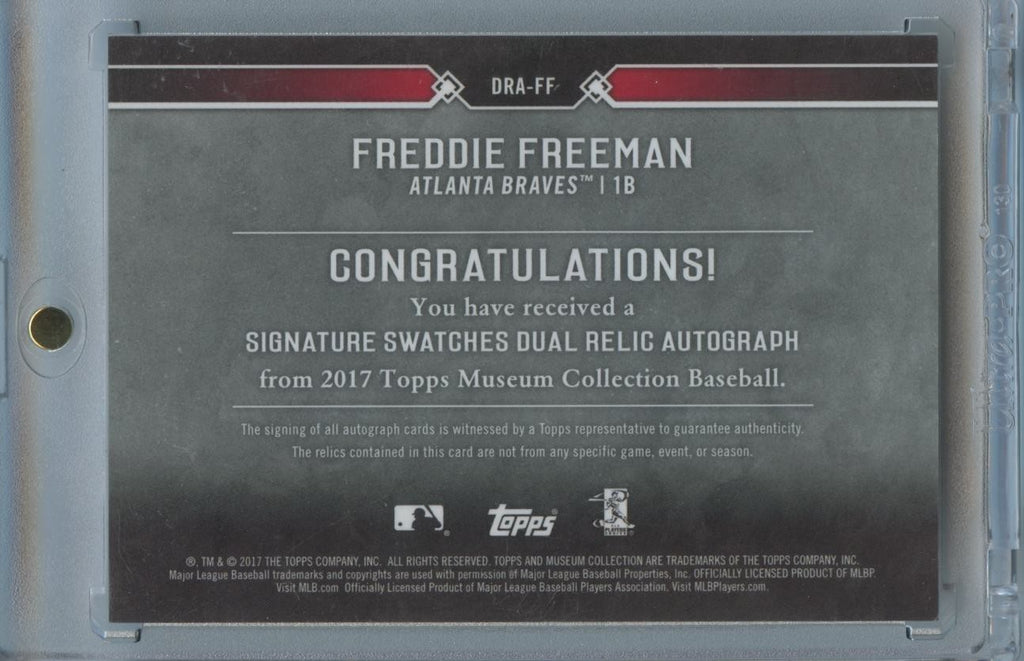 Freddie Freeman 2017 Museum Collection Auto Autograph GW Patch Braves 82/149