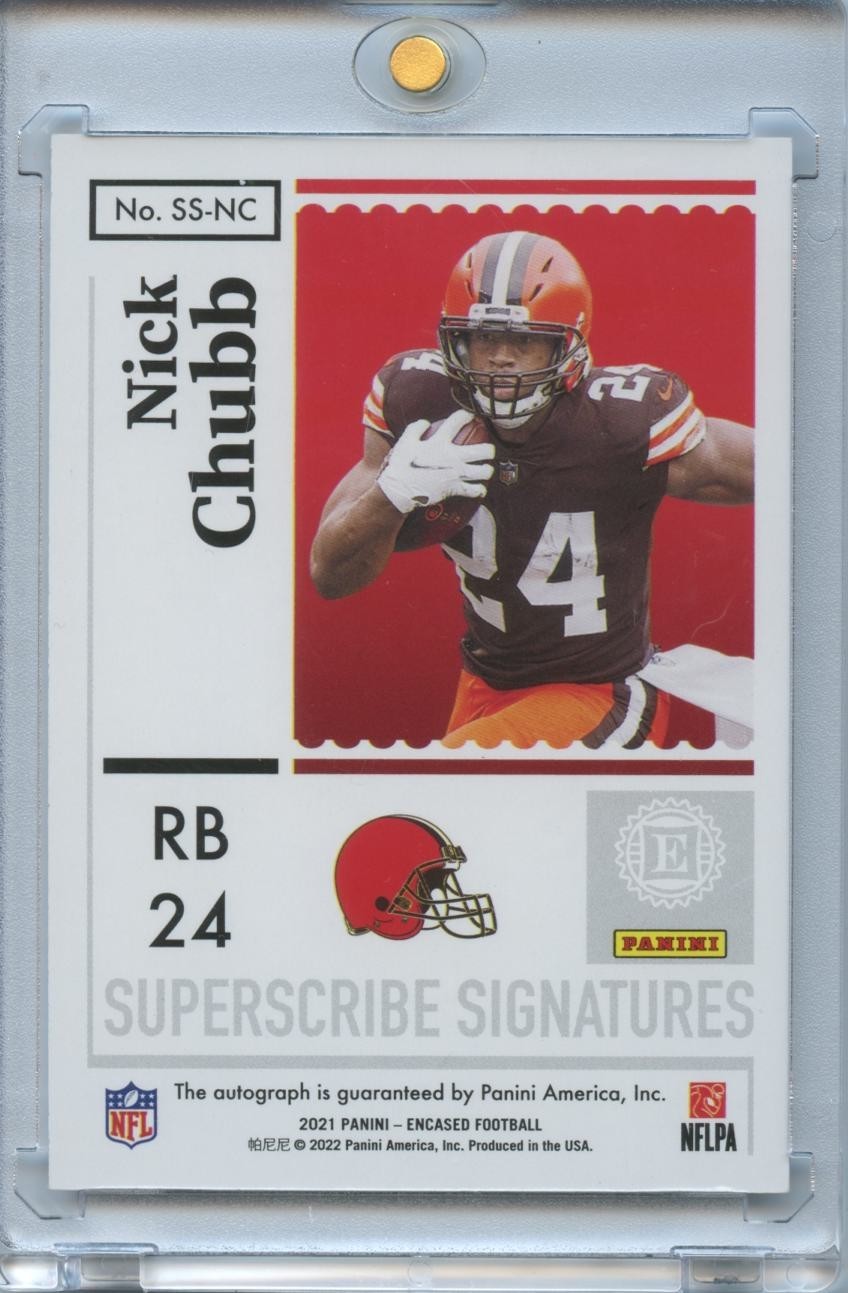 Nick Chubb 2021 Encased On Card Auto Autograph Cleveland Browns 15/15