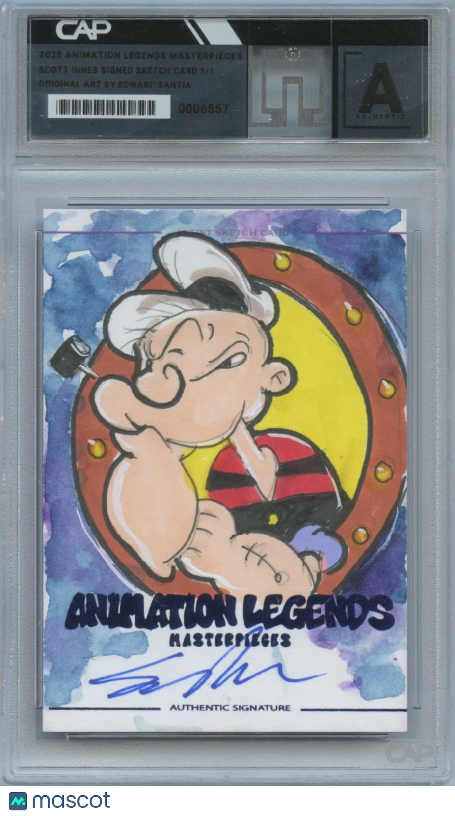 Popeye 2025 Animation Legends Edward Santia Auto Autograph 1/1 Sketch Card