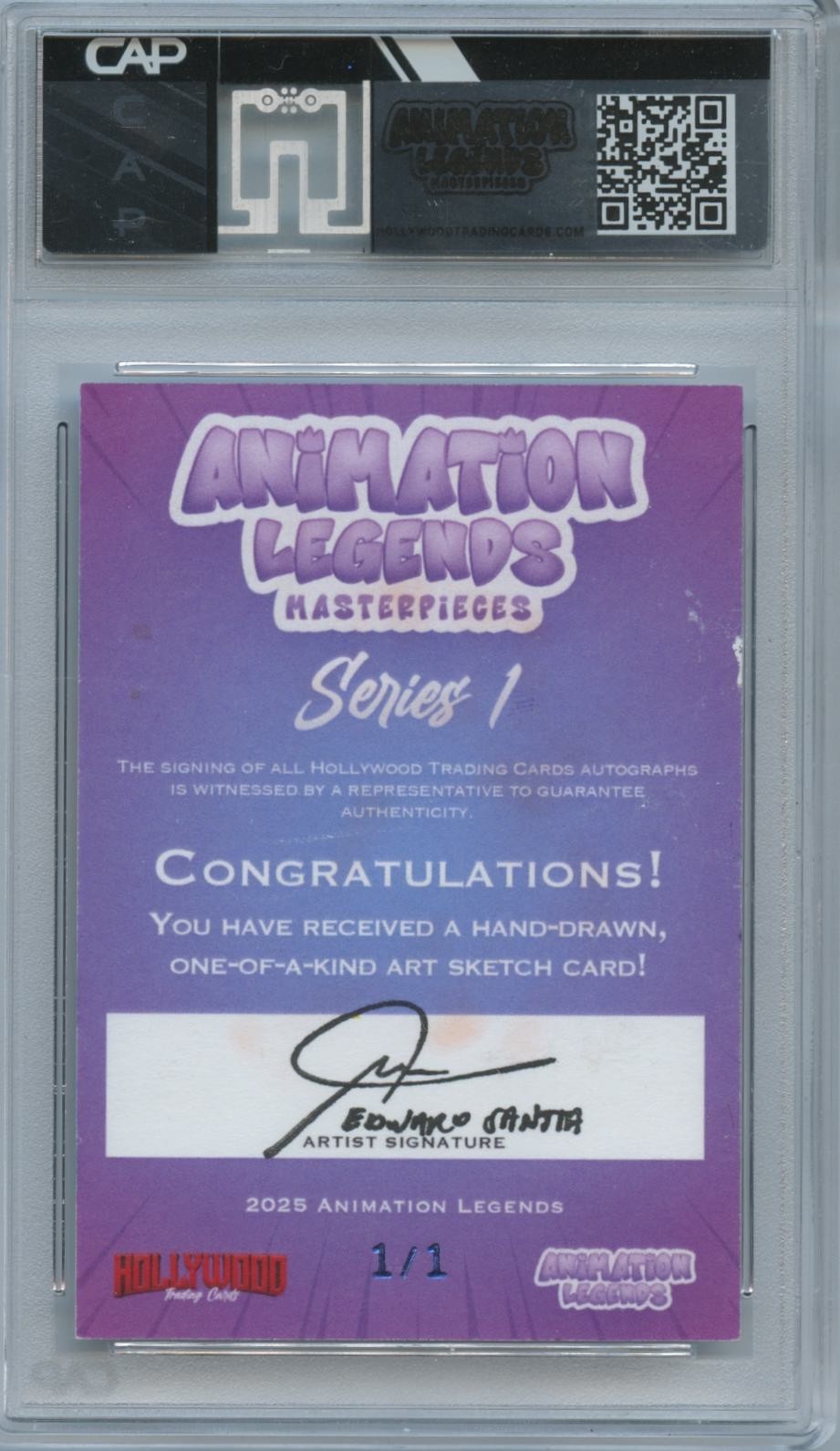 Popeye 2025 Animation Legends Edward Santia Auto Autograph 1/1 Sketch Card