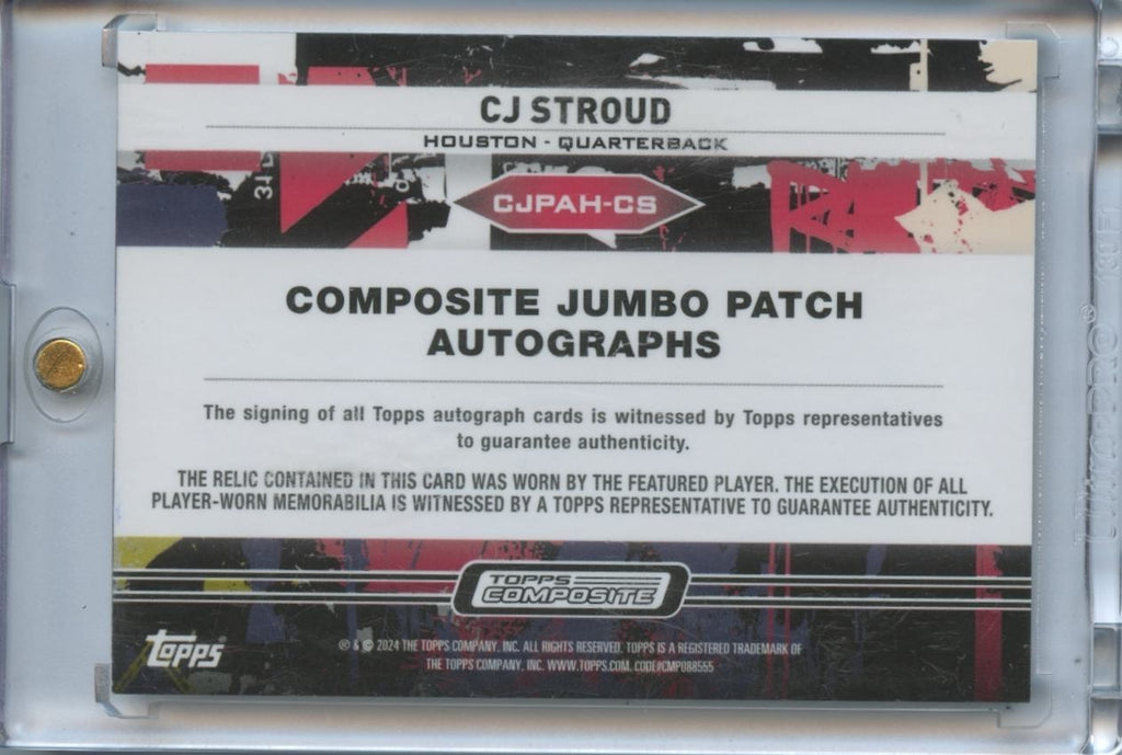 CJ Stroud 2024 Topps Composite Auto Autograph Patch RC Rookie Texans 29/99