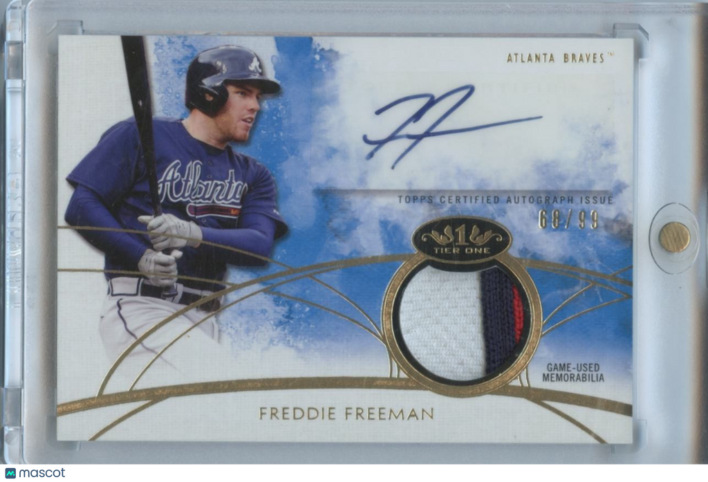 Freddie Freeman 2014 Tier One Auto Autograph Game Worn Patch Braves 68/99
