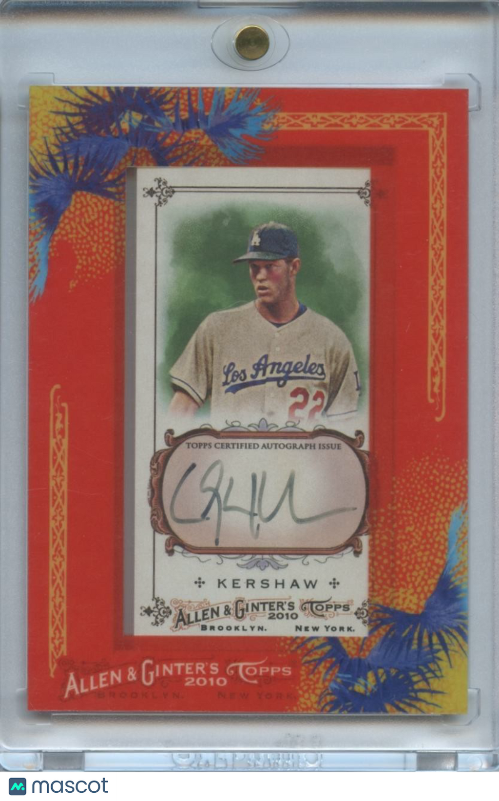 Clayton Kershaw 2010 Topps Allen & Ginter Auto Autograph Los Angeles Dodgers