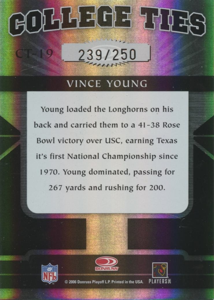 Vince Young 2006 Elite College Ties Black Rookie RC Texas Longhorns 239/250