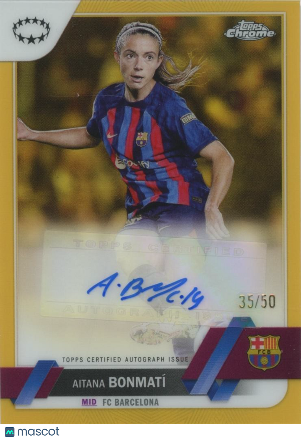 Aitana Bonmati 2023 Topps Chrome GOLD Auto Autograph FC Barcelona 35/50