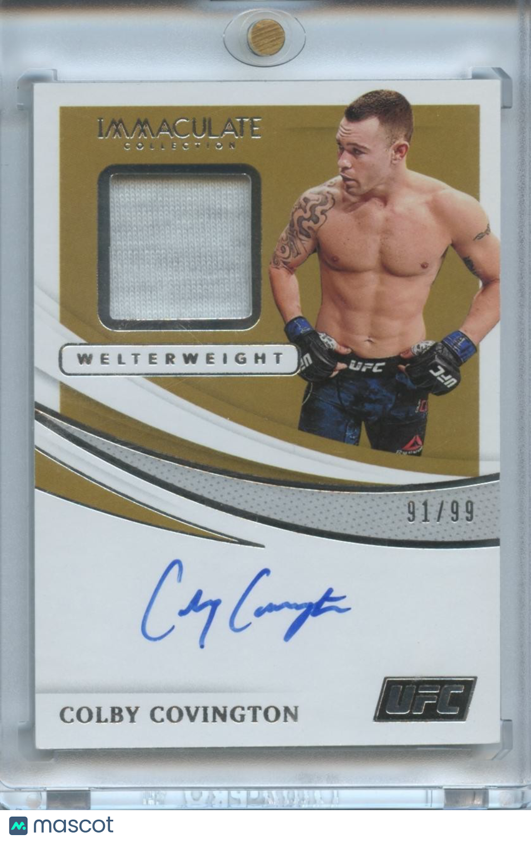 Colby Covington 2021 Immaculate Auto Autograph Fighter Worn Patch UFC MMA 91/99