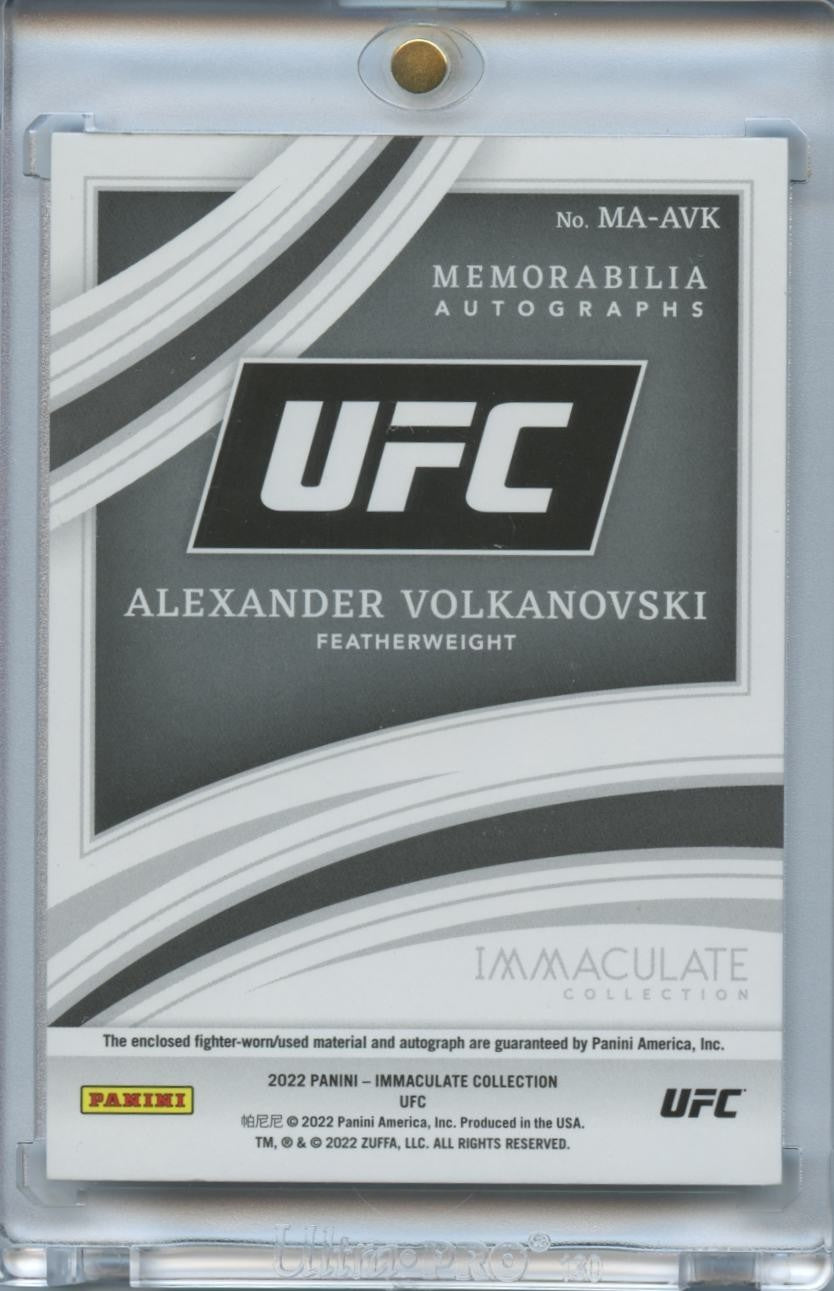 Alexander Volkanovski 2022 Immaculate Auto Autograph Fighter Worn Patch UFC /99
