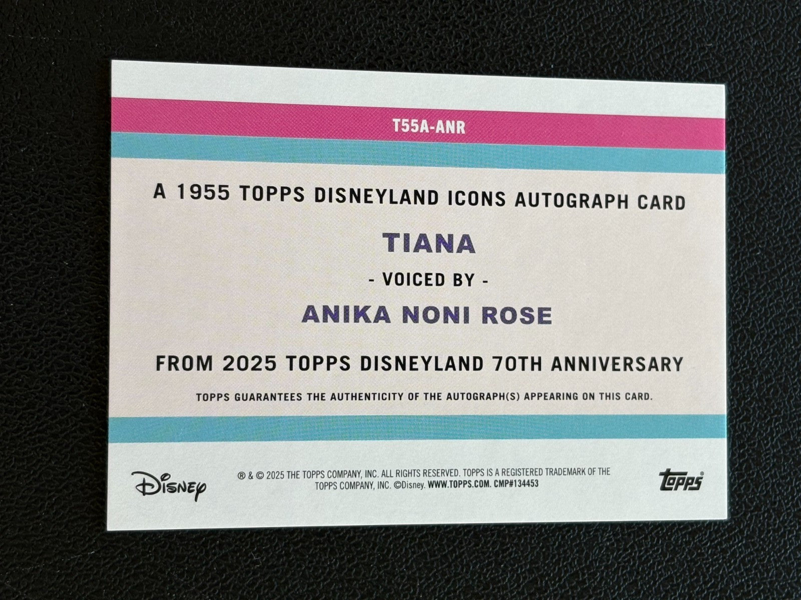 Akina Noni Rose as Tiana 2025 Topps Disney 70 BLACK SSP Auto Autograph 9/10