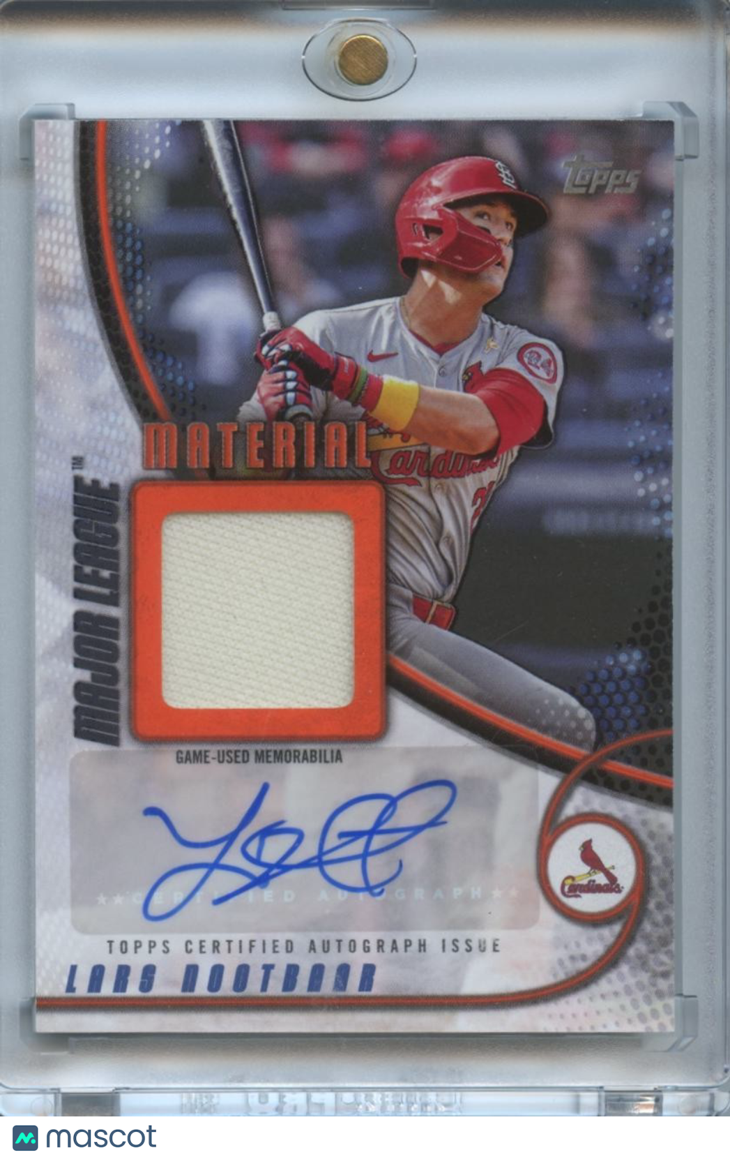 Lars Nootbaar 2025 Topps Auto Autograph Game Worn Patch Stl Cardinals 14/25
