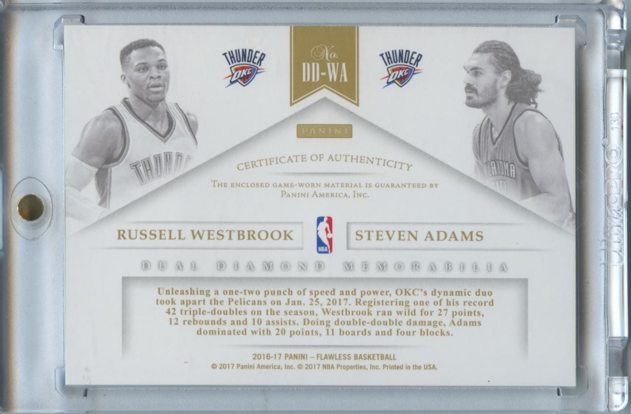 Russell Westbrook / Steven Adams 2016-17 Flawless Game Worn Patch Thunder 8/20