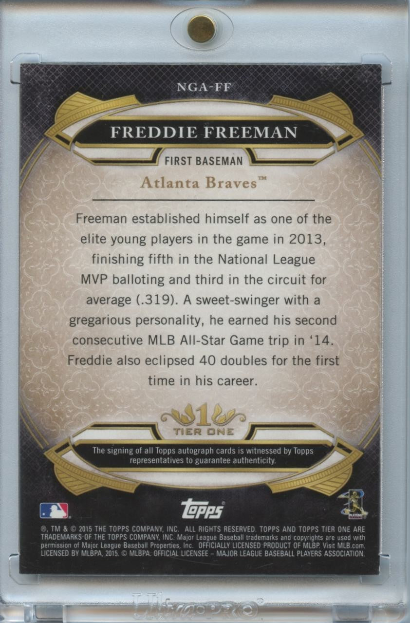 Freddie Freeman 2015 Tier One on Card Auto Autograph Atlanta Braves 91/99