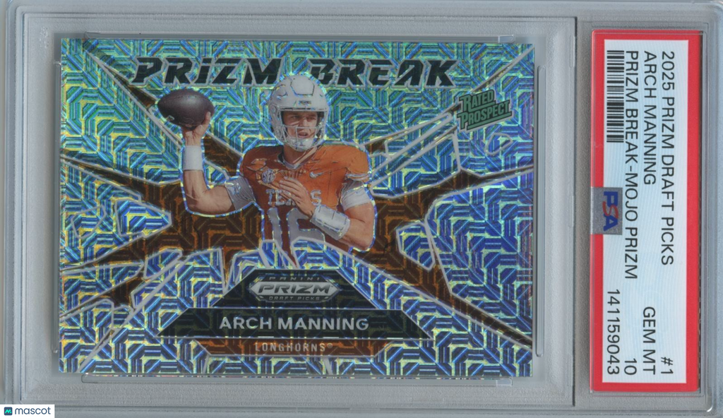 Arch Manning 2025 Prizm Break Mojo Prizm Rookie RC 13/25 Texas Longhorns PSA 10