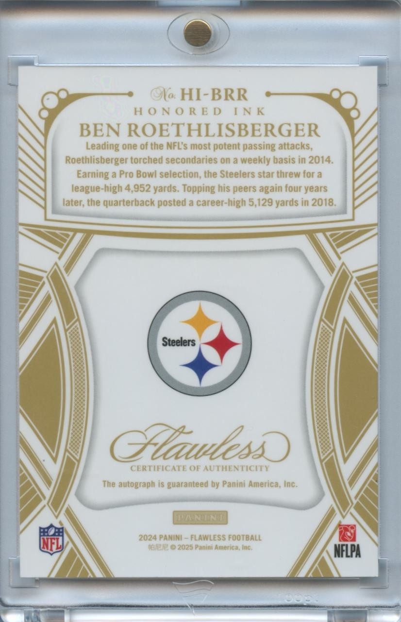 Ben Roethlisberger 2024 Flawless On Card Auto Autograph Pittsburgh Steelers 9/20