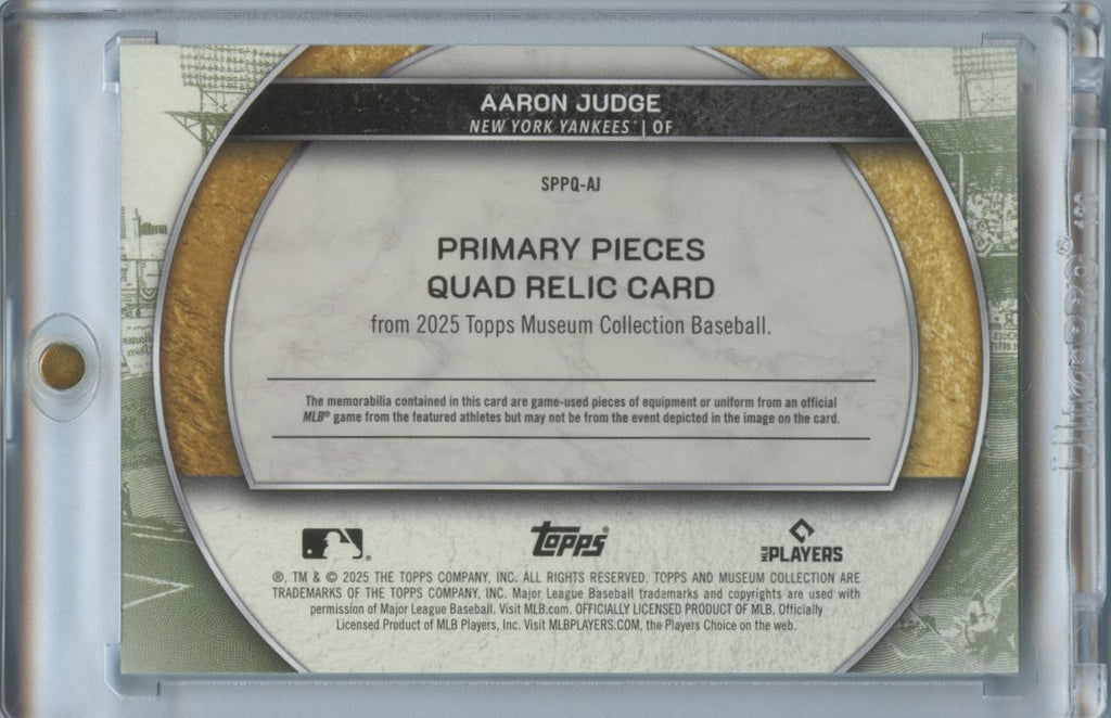 Aaron Judge 2025 Museum Collection Game Worn Jersey Patch Bat NY Yankees 18/20