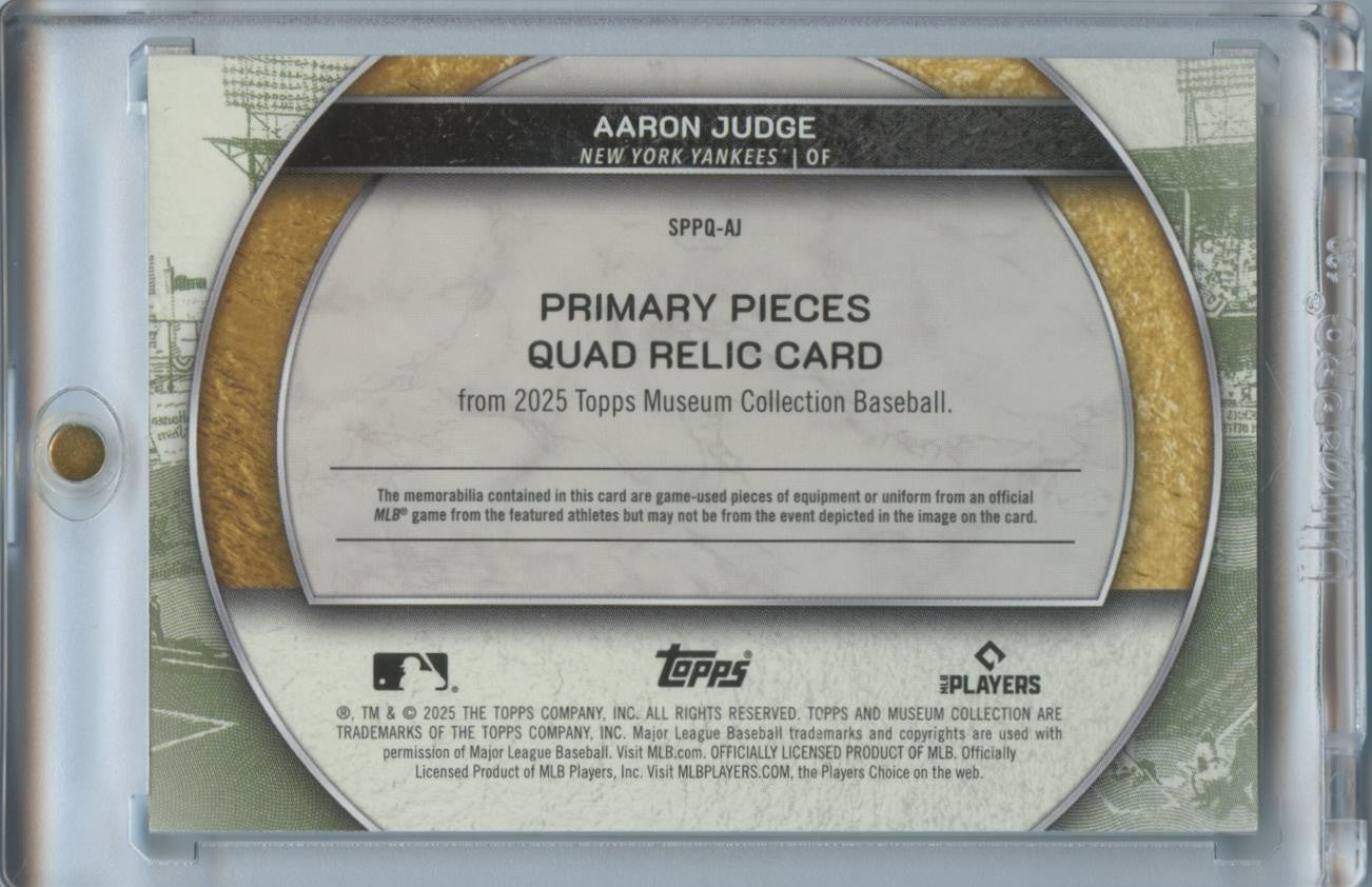 Aaron Judge 2025 Museum Collection Game Worn Jersey Patch Bat NY Yankees 18/20
