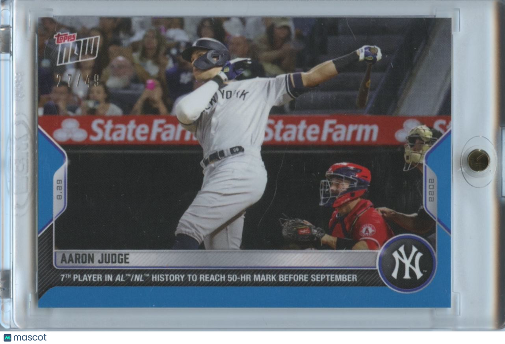 Aaron Judge 2022 Topps Now 50th HR Mark BLUE New York Yankees 27/49 #802