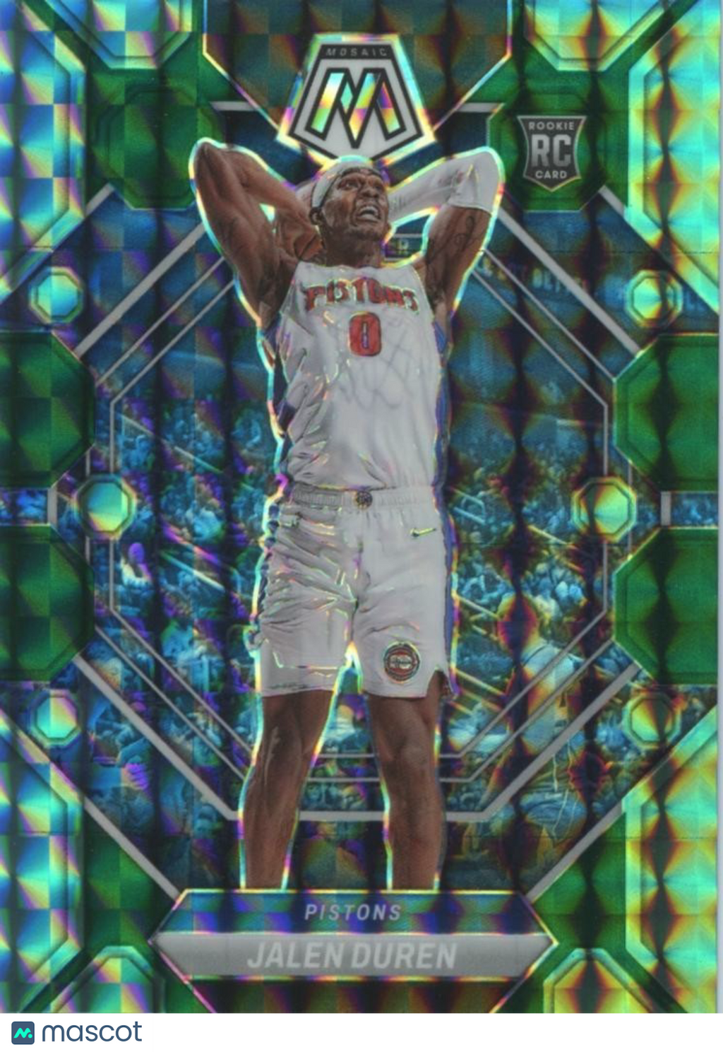 Jalen Duren 2022-23 Mosaic Fusion Green Prizm Rookie RC Detroit Pistons 14/21