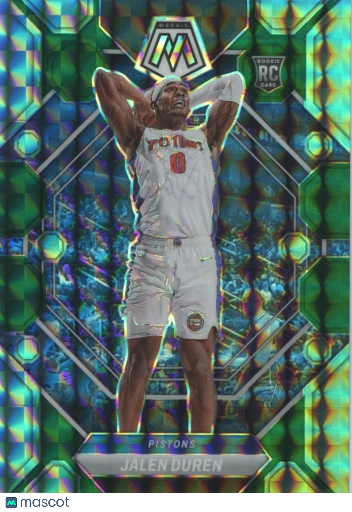 Jalen Duren 2022-23 Mosaic Fusion Green Prizm Rookie RC Detroit Pistons 14/21