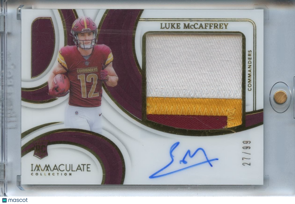 Luke Mccaffrey 2024 Immaculate Auto Autograph Patch RC Commanders 27/99
