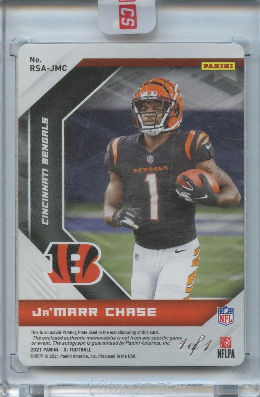 Ja'Marr Chase 2021 XR Auto Autograph Patch Printing RC Cincinnati Bengals 1/1