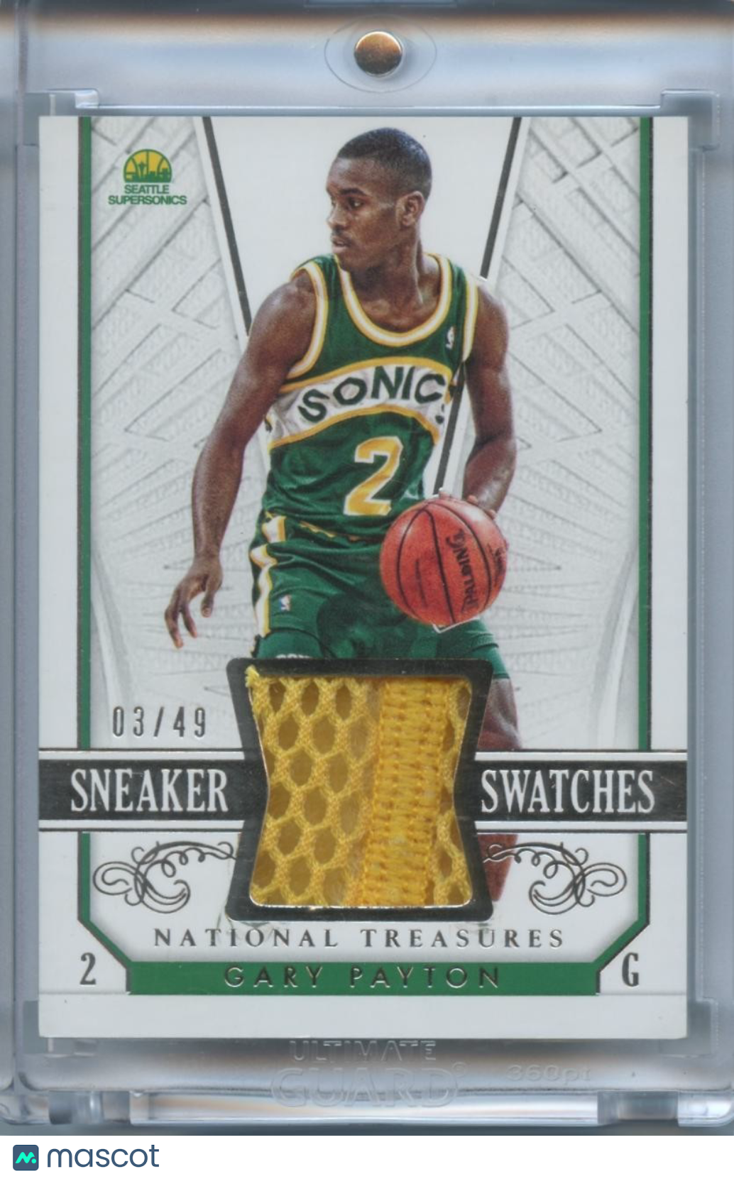 Gary Payton 2014-15 National Treasures Game Worn Shoe Sneaker Sonics 3/49