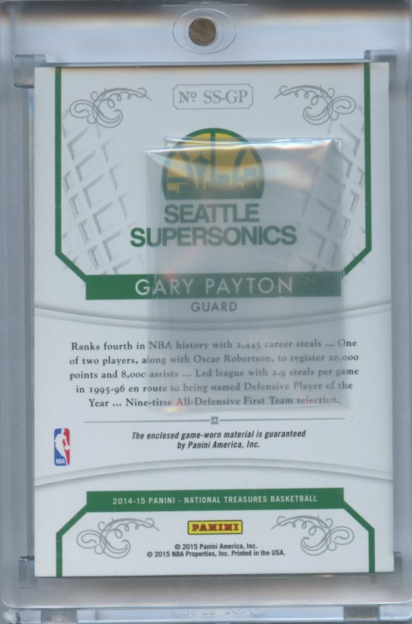 Gary Payton 2014-15 National Treasures Game Worn Shoe Sneaker Sonics 3/49