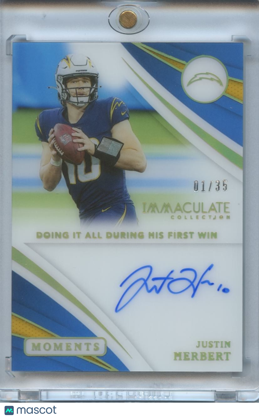 Justin Herbert 2021 Immaculate on card Auto Autograph Los Angeles Chargers 1/35