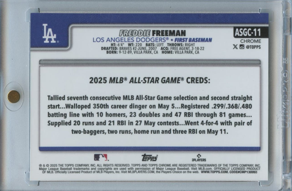 Freddie Freeman 2025 Topps Chrome Variation Black Refractor SSP LA Dodgers 2/10