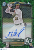 Will Simpson 2025 Bowman Chrome 1st Grass Auto Autograph RC Athletics 76/99