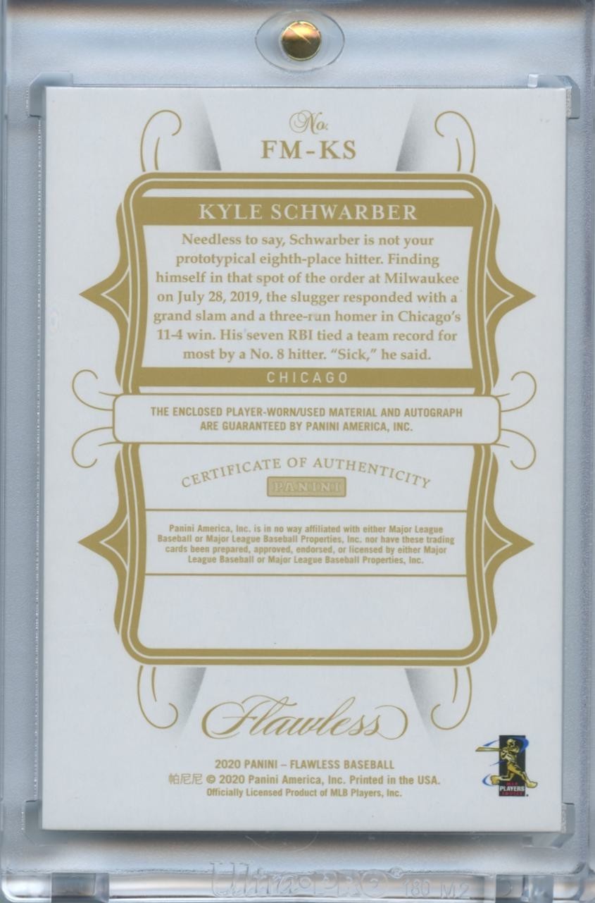 Kyle Schwarber 2020 Flawless Auto Autograph LOGO Patch Chicago Cubs 10/25