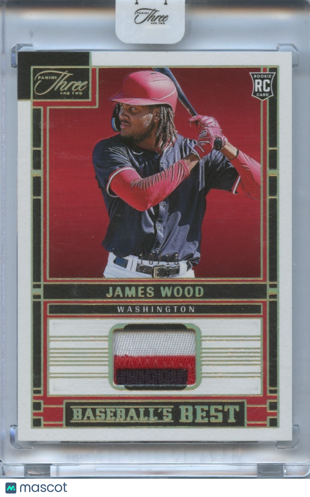 James Wood 2024 Panini Three and Two 3 Color Jersey Patch RC Nationals 10/10