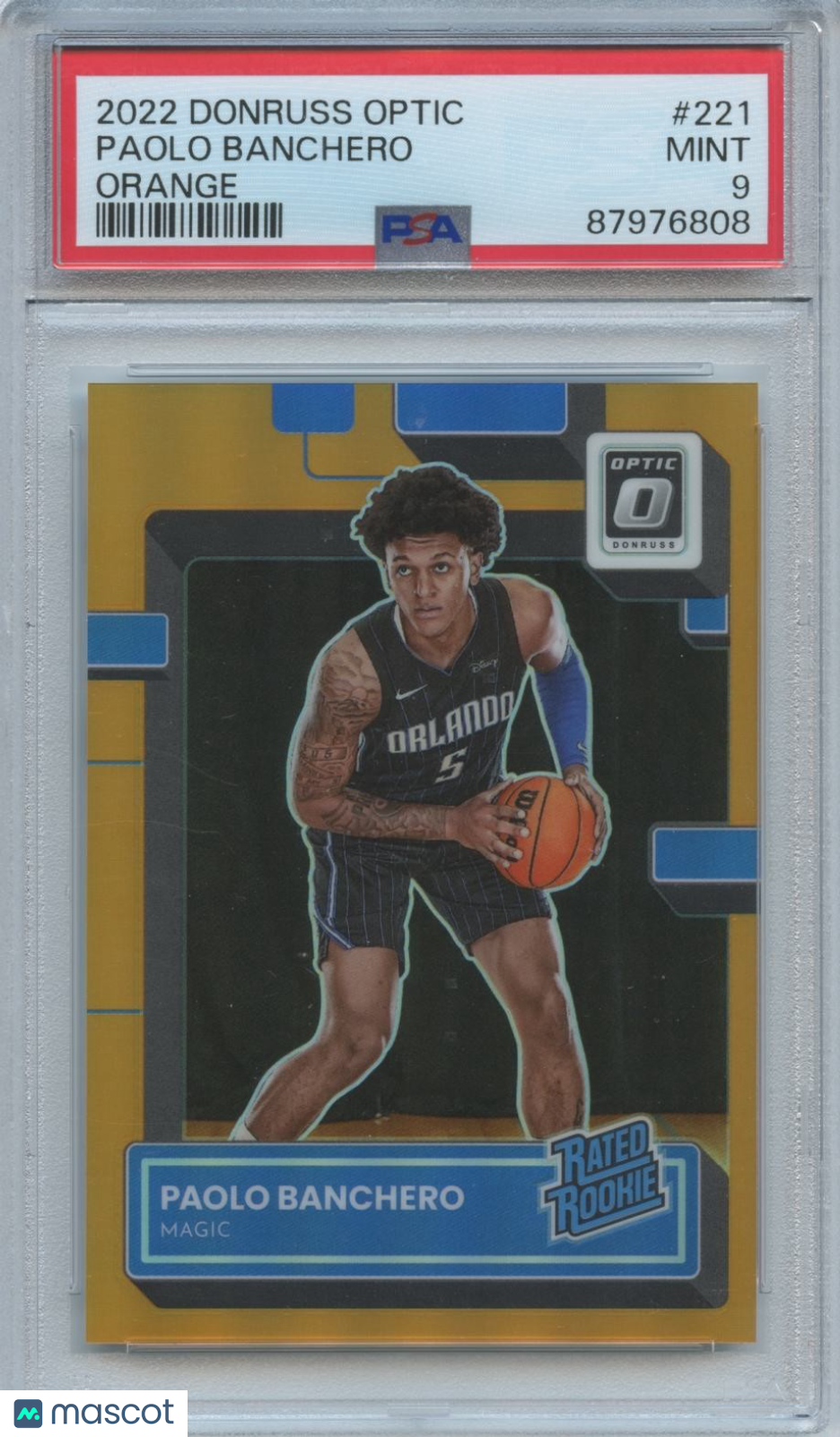 Paolo Banchero 2022-23 Optic Rated Rookie Orange Prizm RC Magic 170/199 PSA 9