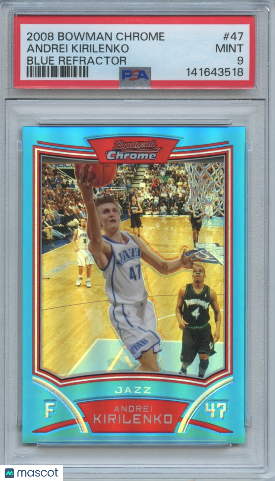 Andrei Kirilenko 2008 Bowman Chrome Blue Refractor Utah Jazz 21/99 PSA 9