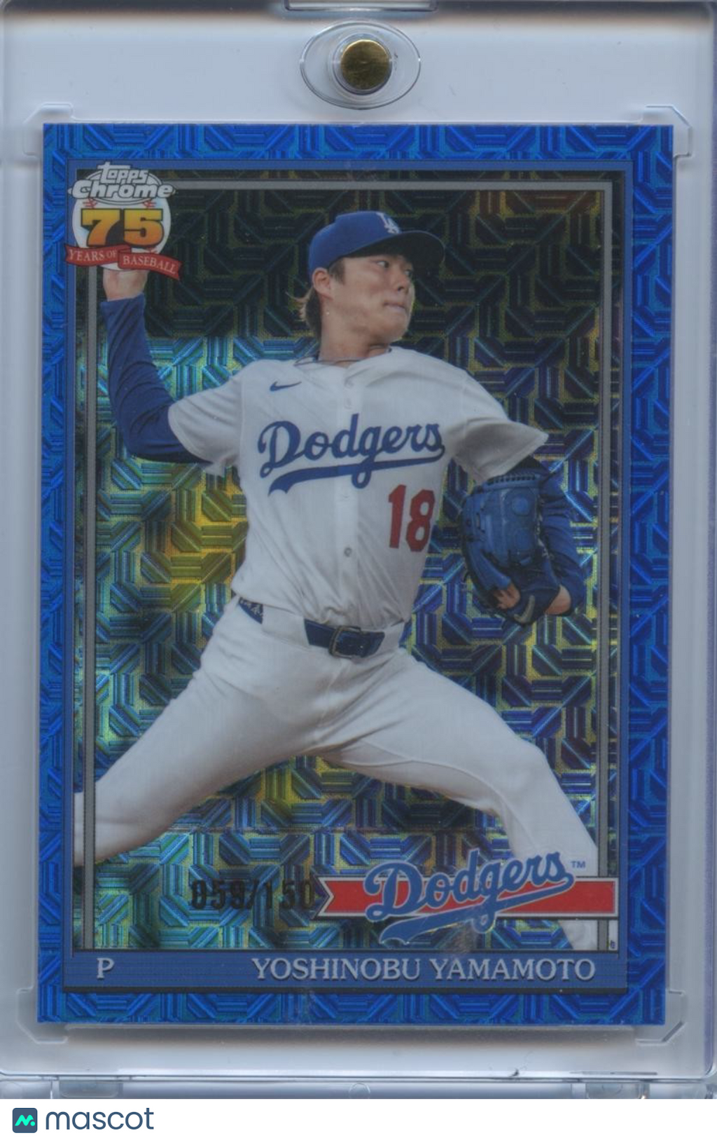 Yoshinobu Yamamoto 2026 Topps Chrome '91 Blue Refractor Los Angeles Dodgers /150