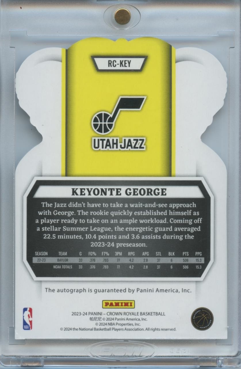 Keyonte George 2023-24 Crown Royale Auto Autograph RC Rookie Utah Jazz 20/25