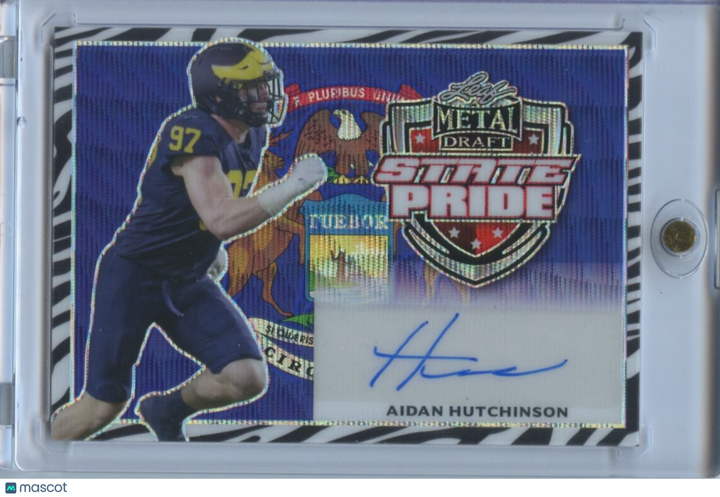 Aidan Hutchinson 2022 Leaf State Pride Auto Autograph RC Michigan Lions 3/5