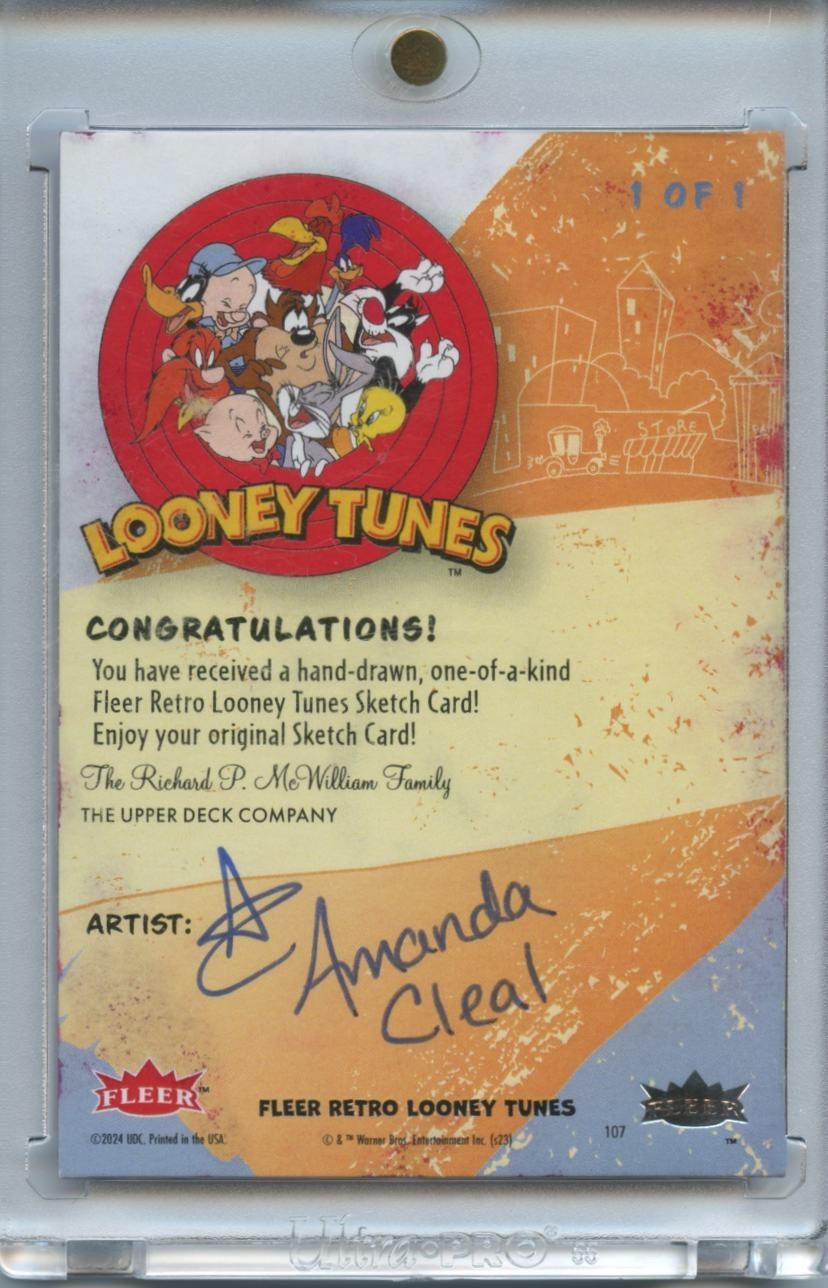 Daffy Duck 2024 Fleer Retro Looney Tunes 1/1 Sketch Amanda Cleal Auto Autograph
