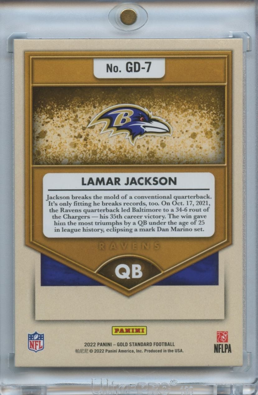 Lamar Jackson 2022 Gold Standard Gold Dust Baltimore Ravens 7/25