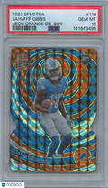 Jahmyr Gibbs 2023 Spectra Neon Orange DieCut Rookie RC Detroit Lions 2/15 PSA 10