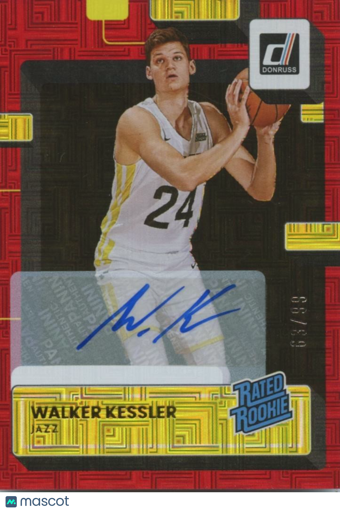 Walker Kessler 2022-23 Donruss Rated Rookie Auto Autograph Red Utah Jazz 63/99
