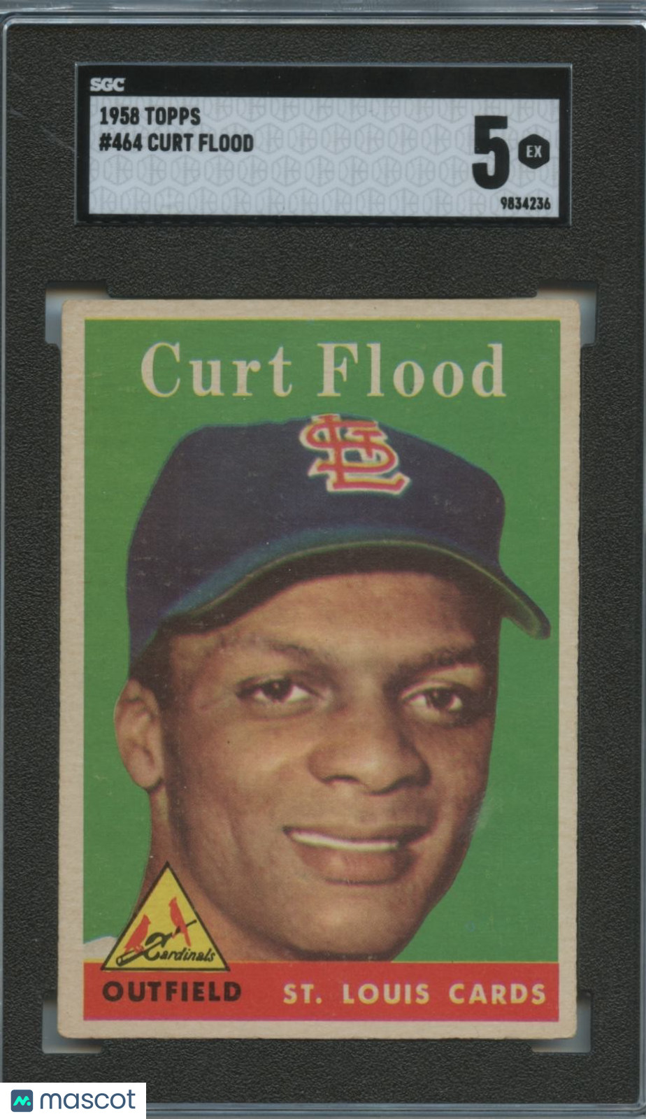 Curt Flood 1958 Topps Rookie Card RC St. Louis Cardinals #464 SGC 5