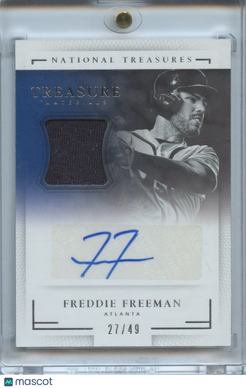Freddie Freeman 2016 National Treasures Autograph Game Worn Patch Braves 27/49