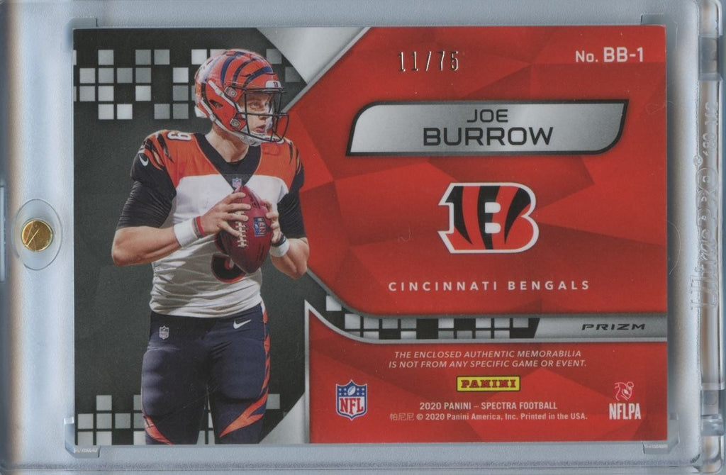 Joe Burrow 2020 Spectra Triple Jersey Patch Ball Rookie RC Bengals 11/75