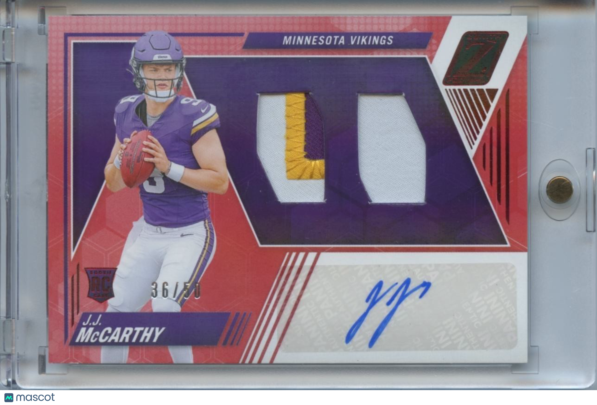 J.J. Mccarthy 2024 Zenith Auto Autograph Patch RC Minnesota Vikings 36/50